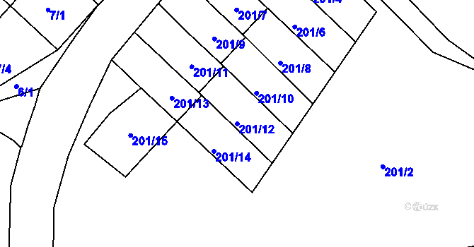 Parcela st. 201/12 v KÚ Hájek u Ostrova, Katastrální mapa