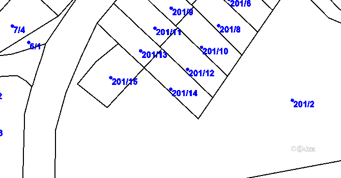 Parcela st. 201/14 v KÚ Hájek u Ostrova, Katastrální mapa