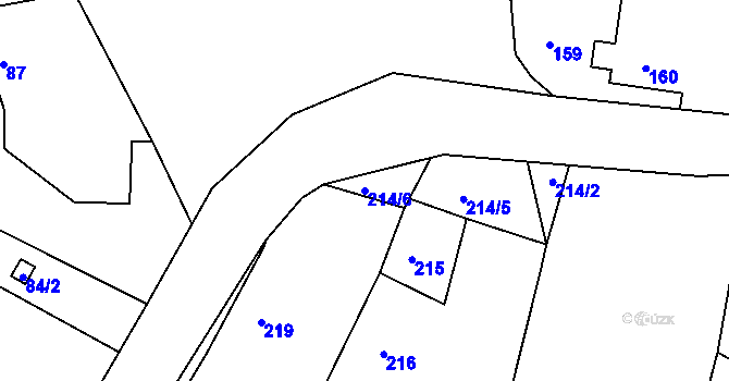 Parcela st. 214/6 v KÚ Hájek u Ostrova, Katastrální mapa