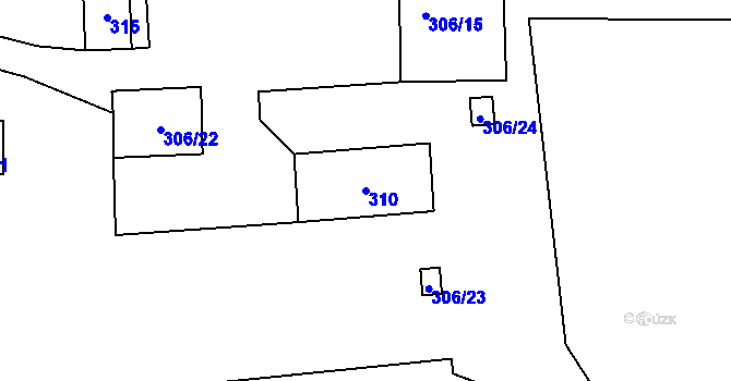 Parcela st. 310 v KÚ Hájek u Ostrova, Katastrální mapa