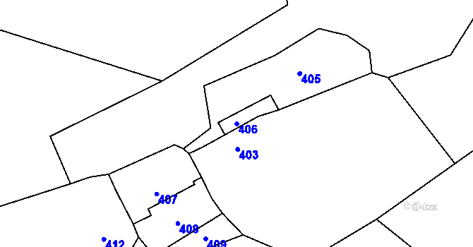 Parcela st. 406 v KÚ Hájek u Ostrova, Katastrální mapa