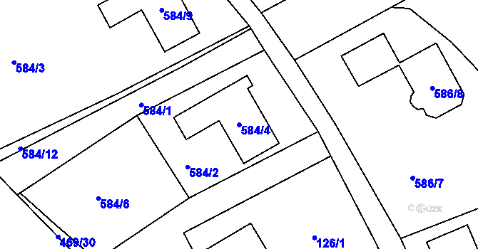 Parcela st. 584/4 v KÚ Hájek u Ostrova, Katastrální mapa