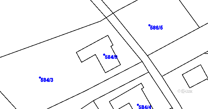 Parcela st. 584/9 v KÚ Hájek u Ostrova, Katastrální mapa
