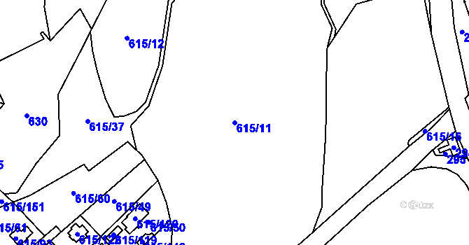 Parcela st. 615/11 v KÚ Hájek u Ostrova, Katastrální mapa