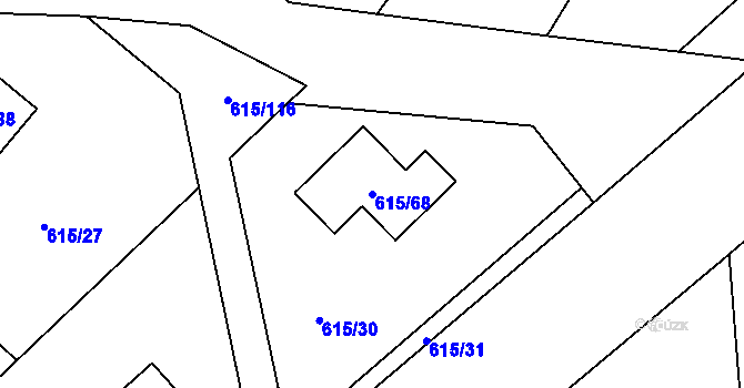 Parcela st. 615/68 v KÚ Hájek u Ostrova, Katastrální mapa