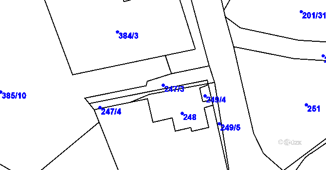 Parcela st. 247/3 v KÚ Hájek u Ostrova, Katastrální mapa