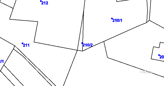 Parcela st. 210/2 v KÚ Hájek u Ostrova, Katastrální mapa