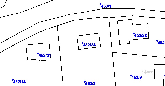 Parcela st. 452/24 v KÚ Hájek u Ostrova, Katastrální mapa