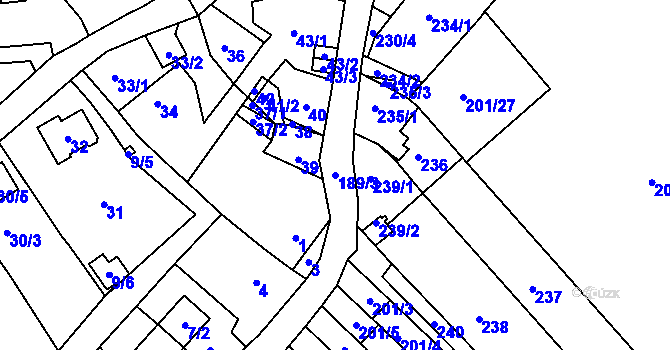 Parcela st. 189/3 v KÚ Hájek u Ostrova, Katastrální mapa
