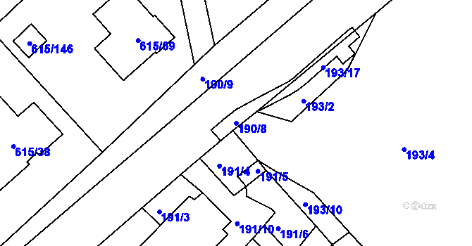 Parcela st. 190/8 v KÚ Hájek u Ostrova, Katastrální mapa