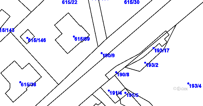 Parcela st. 190/9 v KÚ Hájek u Ostrova, Katastrální mapa