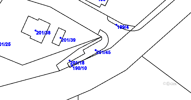 Parcela st. 201/45 v KÚ Hájek u Ostrova, Katastrální mapa