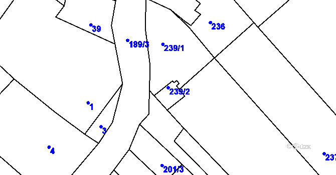 Parcela st. 239/2 v KÚ Hájek u Ostrova, Katastrální mapa