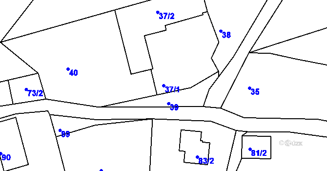 Parcela st. 37/1 v KÚ Hájek u Tišnova, Katastrální mapa