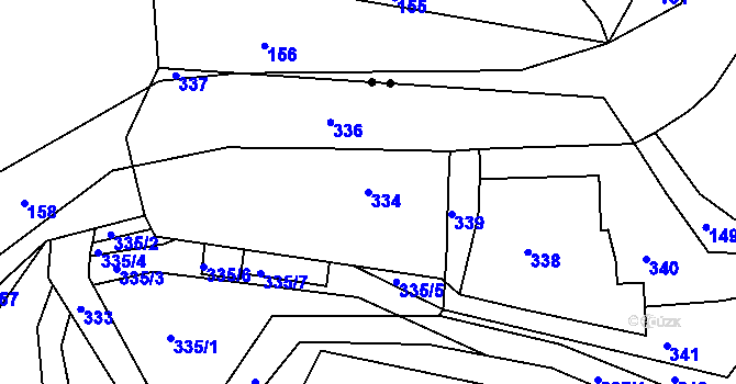 Parcela st. 334 v KÚ Hájek u Tišnova, Katastrální mapa