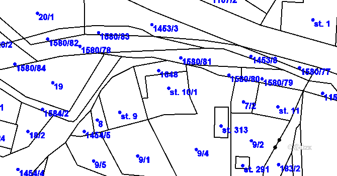 Parcela st. 10/1 v KÚ Brusnice, Katastrální mapa