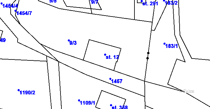 Parcela st. 12 v KÚ Brusnice, Katastrální mapa