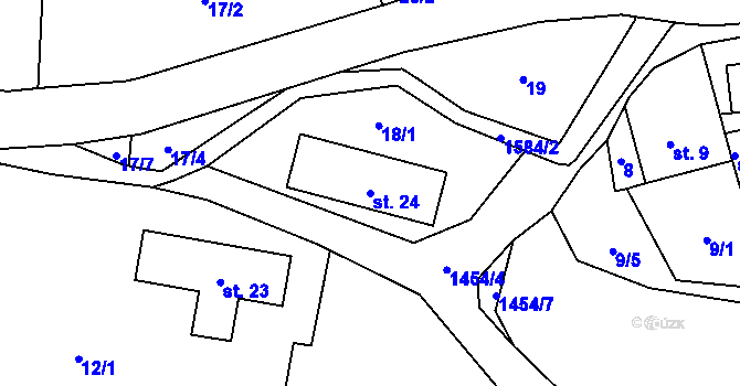 Parcela st. 24 v KÚ Brusnice, Katastrální mapa