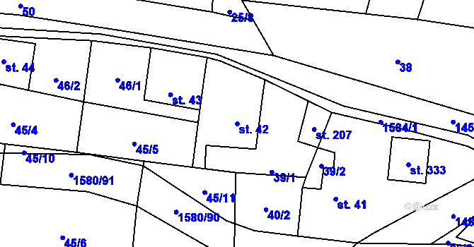Parcela st. 42 v KÚ Brusnice, Katastrální mapa