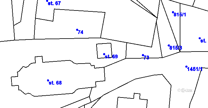 Parcela st. 69 v KÚ Brusnice, Katastrální mapa