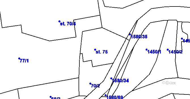 Parcela st. 75 v KÚ Brusnice, Katastrální mapa