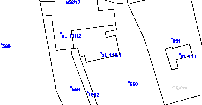 Parcela st. 111/1 v KÚ Brusnice, Katastrální mapa