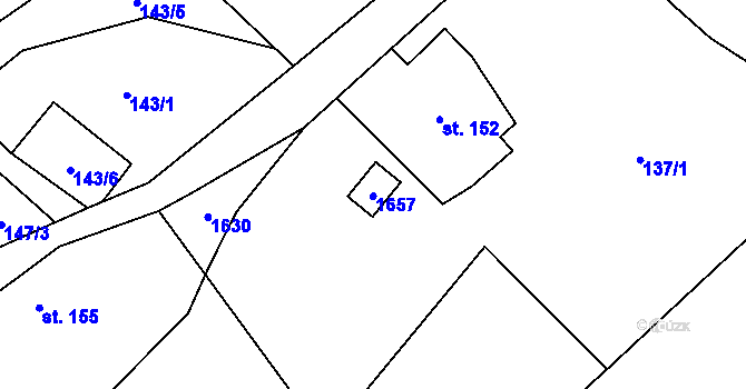 Parcela st. 153 v KÚ Brusnice, Katastrální mapa