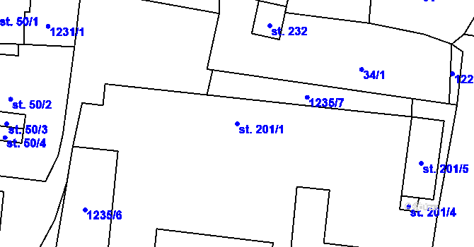 Parcela st. 201/1 v KÚ Brusnice, Katastrální mapa