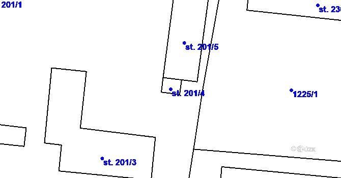 Parcela st. 201/4 v KÚ Brusnice, Katastrální mapa
