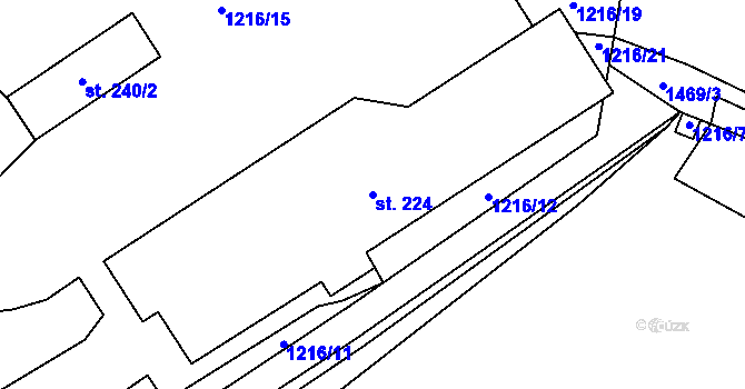 Parcela st. 224 v KÚ Brusnice, Katastrální mapa
