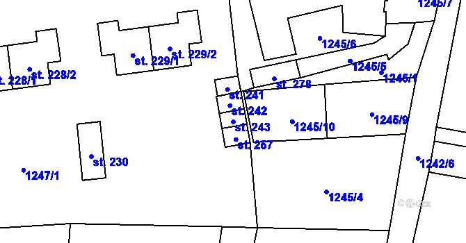 Parcela st. 243 v KÚ Brusnice, Katastrální mapa