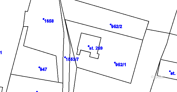 Parcela st. 269 v KÚ Brusnice, Katastrální mapa