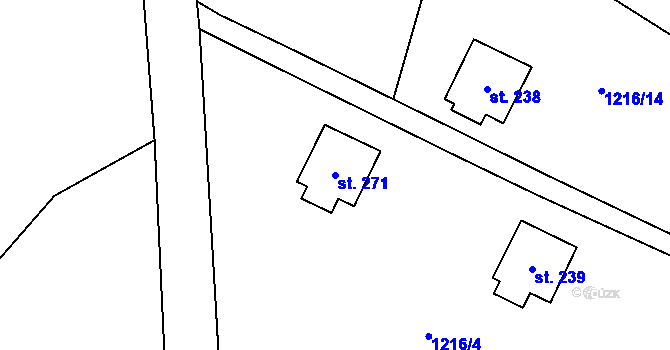 Parcela st. 271 v KÚ Brusnice, Katastrální mapa