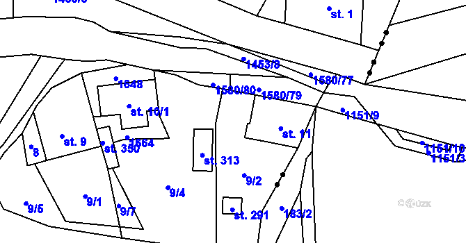 Parcela st. 7/2 v KÚ Brusnice, Katastrální mapa