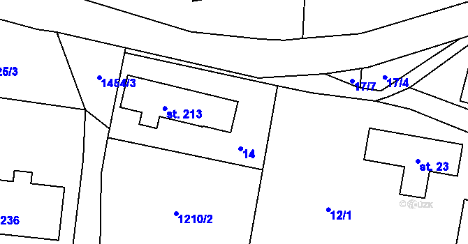 Parcela st. 14 v KÚ Brusnice, Katastrální mapa