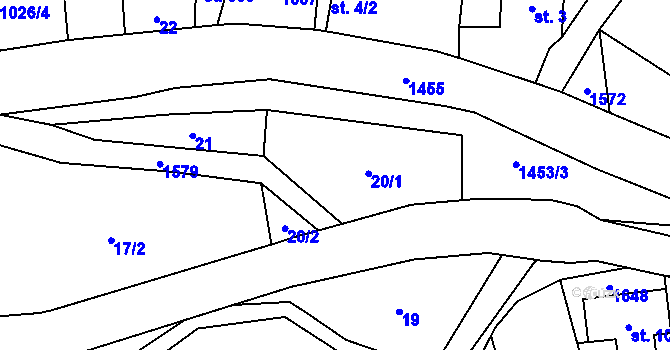 Parcela st. 20 v KÚ Brusnice, Katastrální mapa