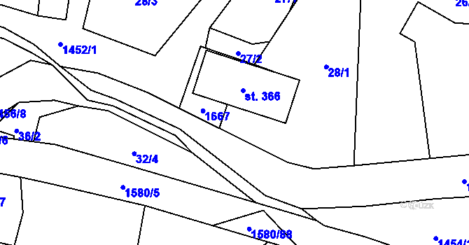 Parcela st. 28/2 v KÚ Brusnice, Katastrální mapa