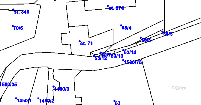Parcela st. 58/7 v KÚ Brusnice, Katastrální mapa