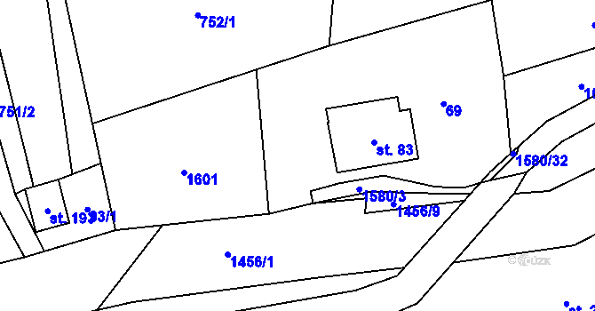 Parcela st. 79/1 v KÚ Brusnice, Katastrální mapa