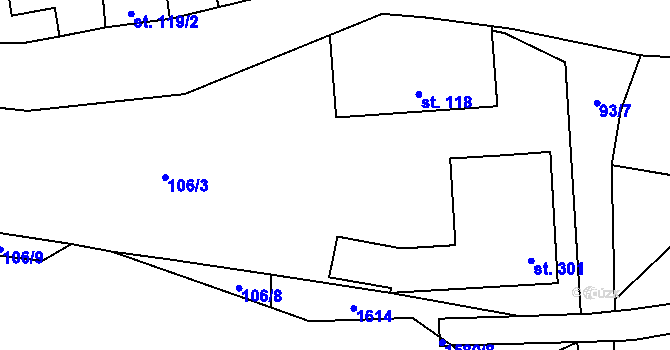 Parcela st. 106/3 v KÚ Brusnice, Katastrální mapa
