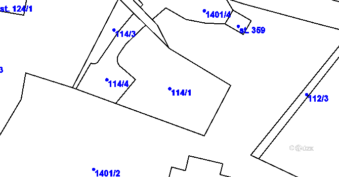 Parcela st. 114/1 v KÚ Brusnice, Katastrální mapa