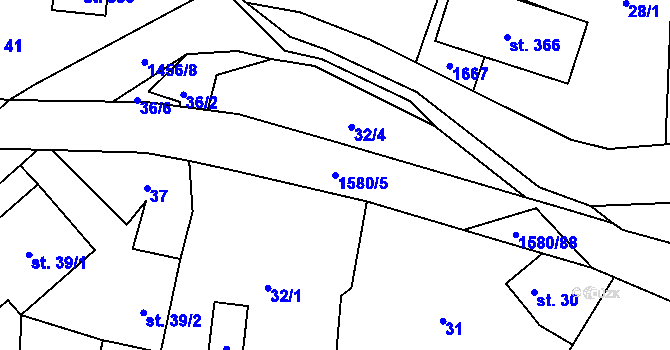 Parcela st. 1580/5 v KÚ Brusnice, Katastrální mapa