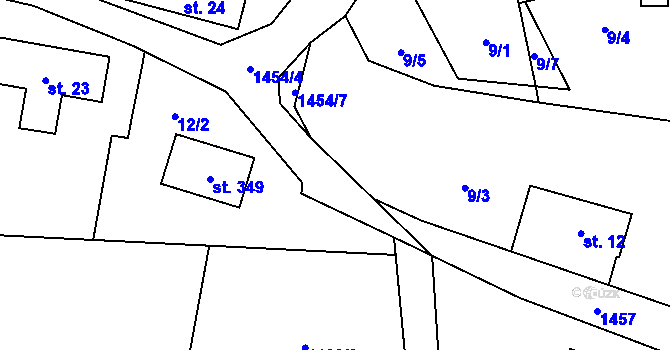 Parcela st. 9/6 v KÚ Brusnice, Katastrální mapa