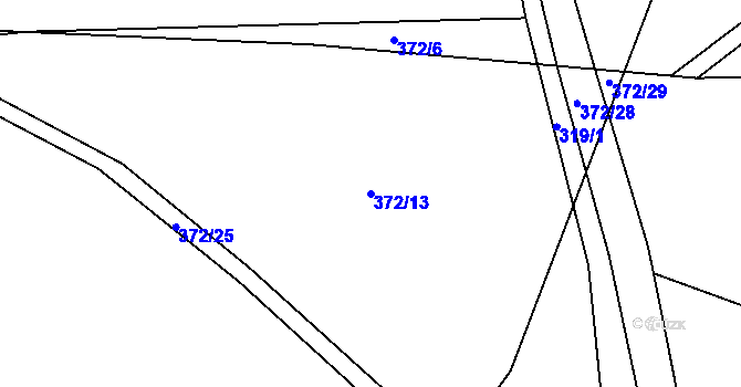 Parcela st. 372/13 v KÚ Brusnice, Katastrální mapa