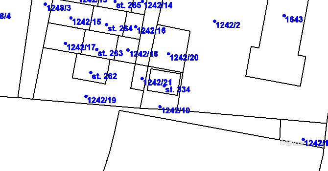 Parcela st. 334 v KÚ Brusnice, Katastrální mapa