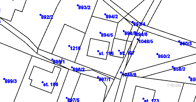 Parcela st. 196 v KÚ Kyje u Hajnice, Katastrální mapa
