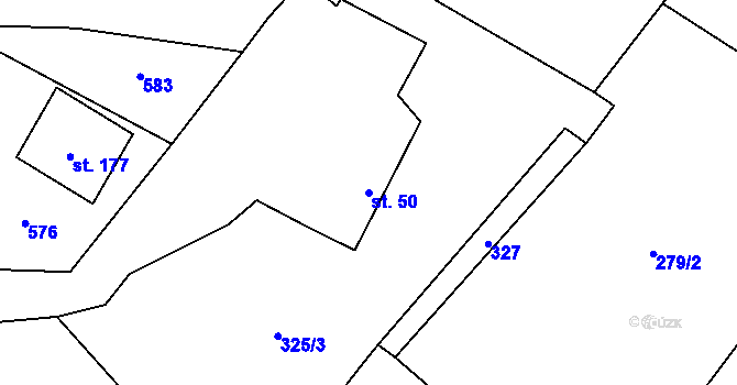 Parcela st. 50 v KÚ Hájov, Katastrální mapa