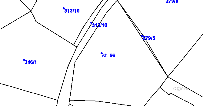 Parcela st. 66 v KÚ Hájov, Katastrální mapa