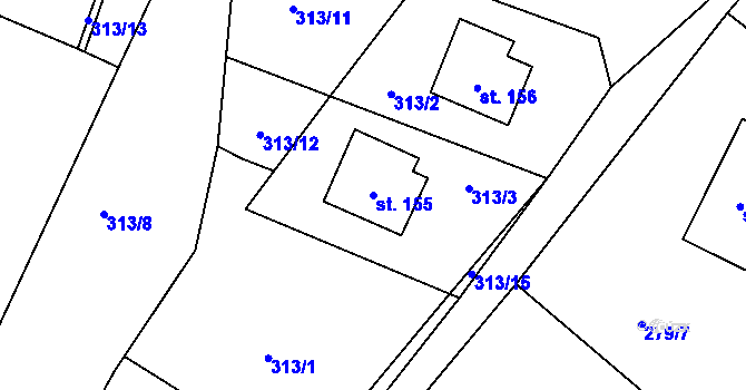 Parcela st. 155 v KÚ Hájov, Katastrální mapa