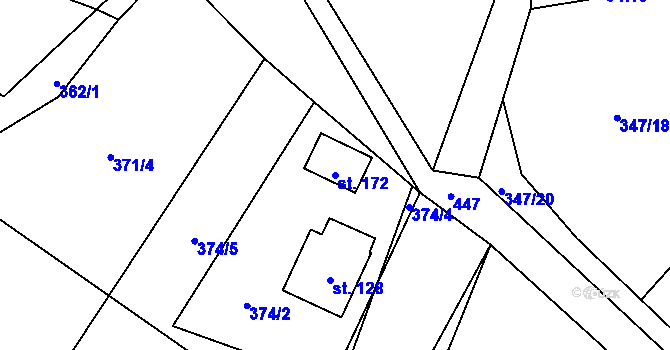 Parcela st. 172 v KÚ Hájov, Katastrální mapa